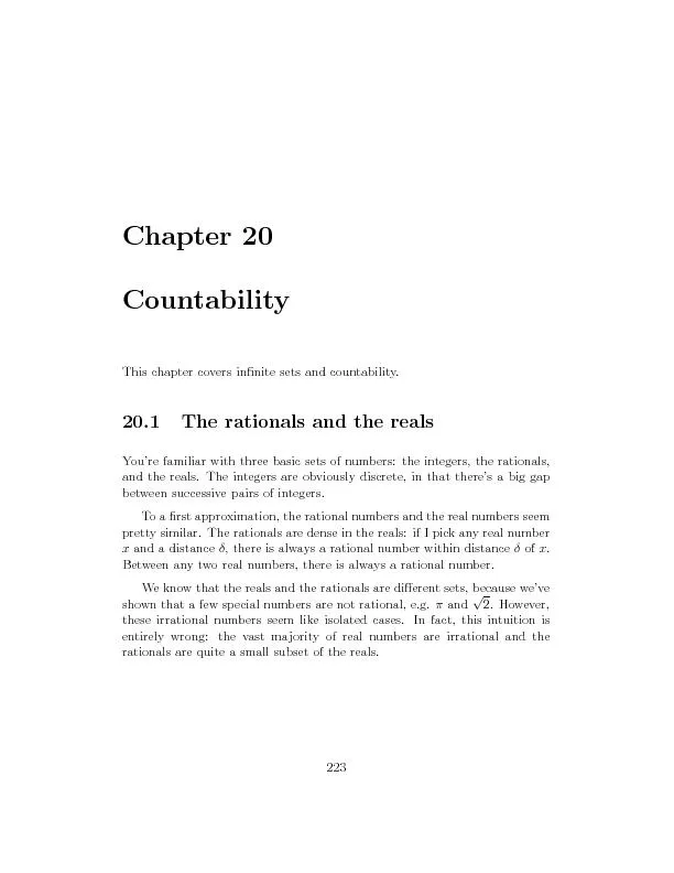 Chapter20CountabilityThischaptercoversinnitesetsandcountability.20.1T