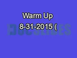Warm Up 8-31-2015 (