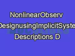 NonlinearObserv erDesignusingImplicitSystem Descriptions D