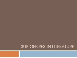 Sub Genres in Literature
