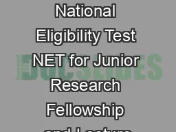 CSIRUGC National Eligibility Test NET for Junior Research Fellowship and Lecture