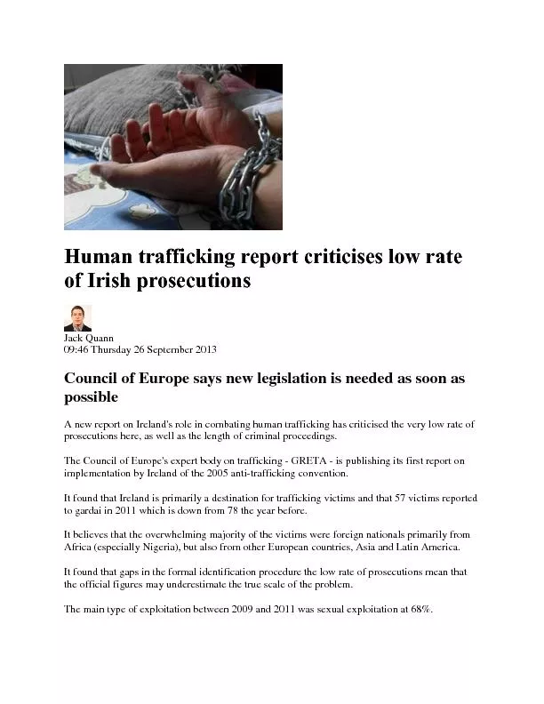 Human trafficking report criticises low rate