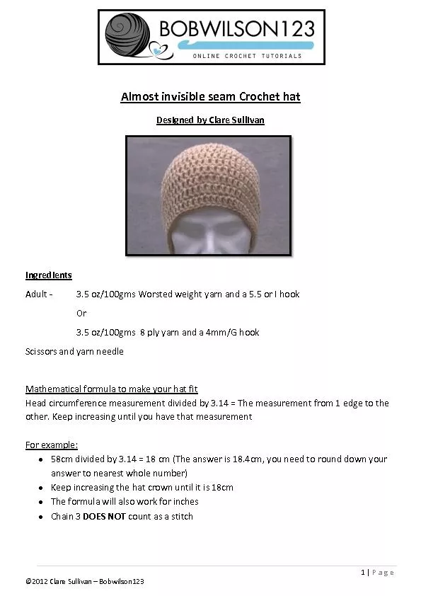 Almost invisible seam Crochet hat