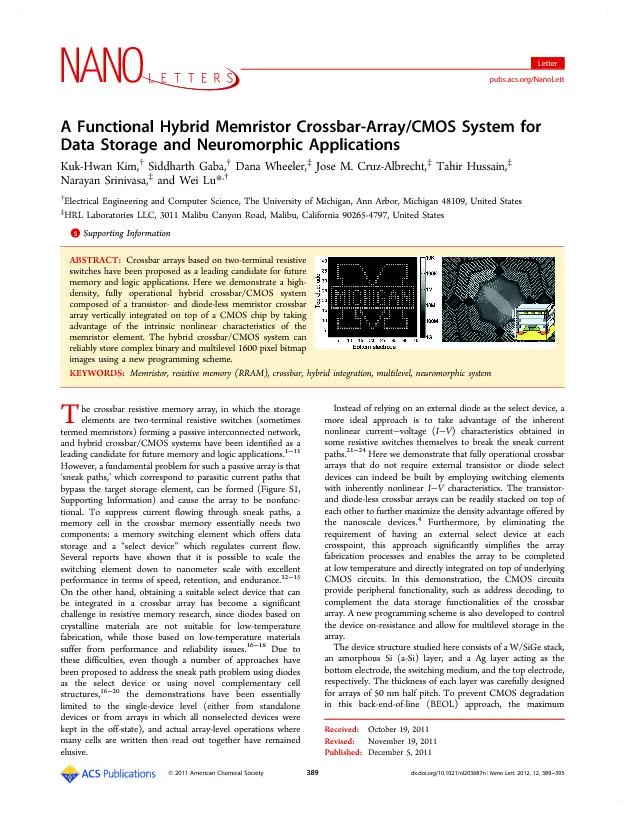 AFunctionalHybridMemristorCrossbar-Array/CMOSSystemforDataStorageandNe
