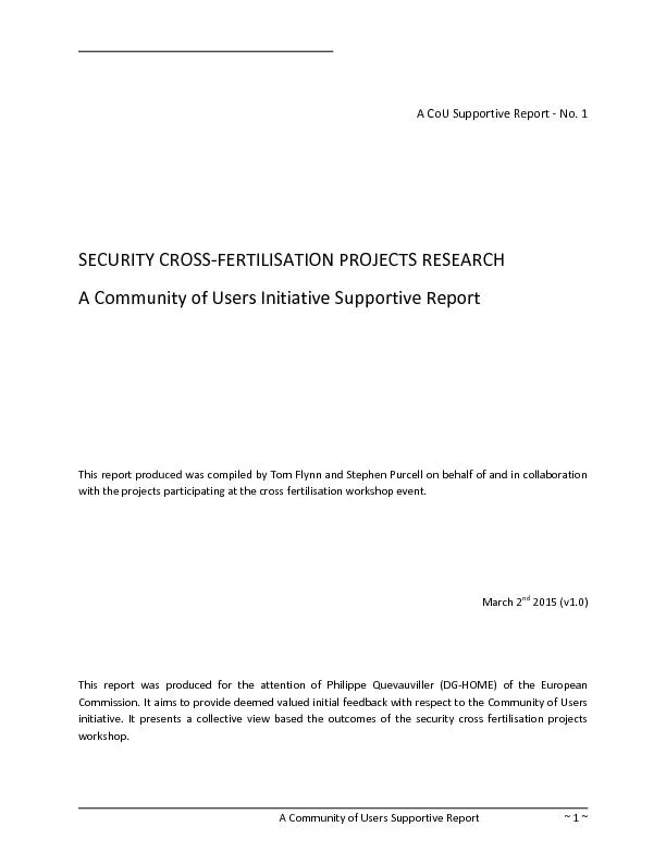 A Community of Users Supportive Report