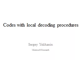 Codes with local decoding procedures