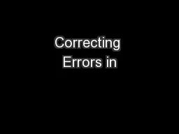 Correcting Errors in