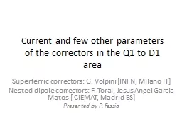 Current and few other parameters of the correctors in the Q