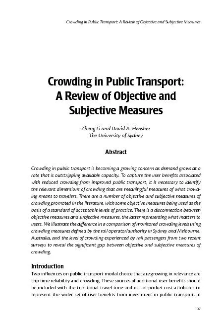 Crowding in Public Transport: A Review of Objective and Subjective Mea