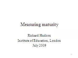 1 Measuring maturity