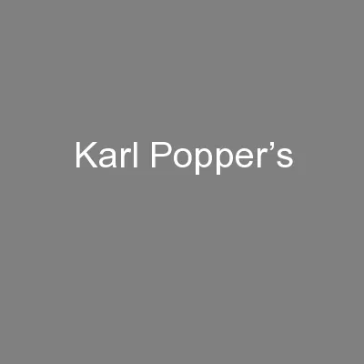 Karl Popper’s