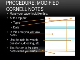 Procedure: Modified Cornell Notes