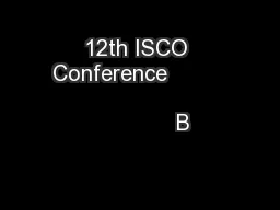 12th ISCO Conference                                                 B