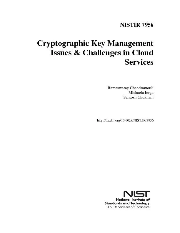 NISTIR 7956Cryptographic Key Management Issues & Challenges in Cloud S