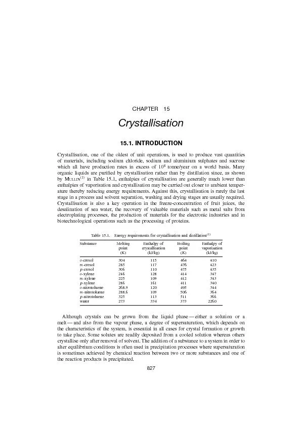 CHAPTER1515.1.INTRODUCTIONCrystallisation,oneoftheoldestofunitoperatio