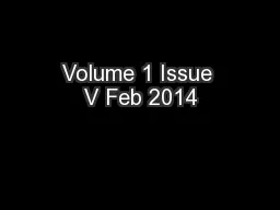 Volume 1 Issue V Feb 2014
