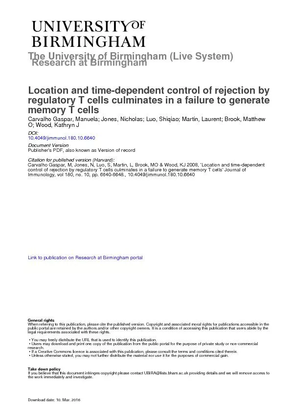 LocationandTime-DependentControlofRejectionbyRegulatoryTCellsCulminate