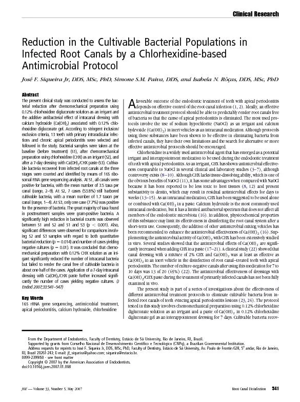 ReductionintheCultivableBacterialPopulationsinInfectedRootCanalsbyaChl