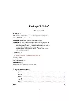 Package lpSolve July   Version