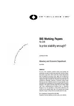  BIS Working Papers No  Is price stability enough by William R White Monetary an