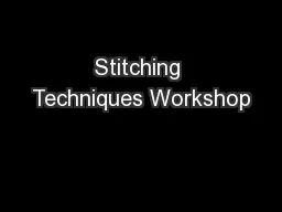 Stitching Techniques Workshop