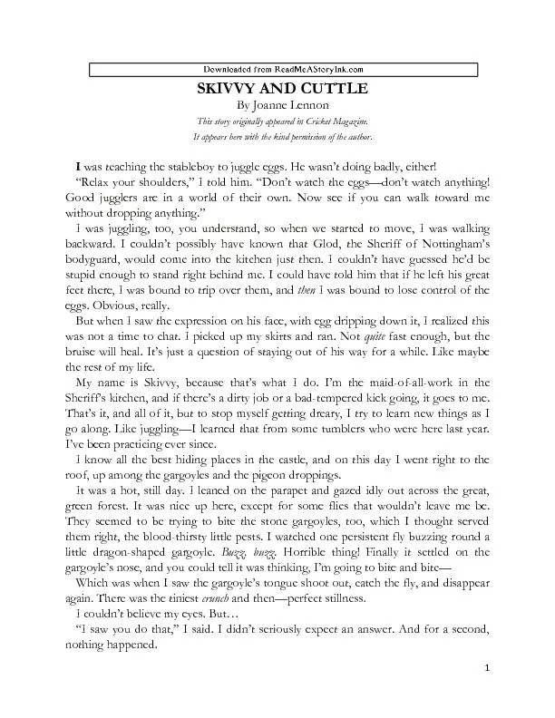 SKIVVY AND CUTTLE By Joanne Lennon This story originally appeared in C