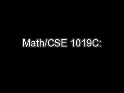 Math/CSE 1019C: