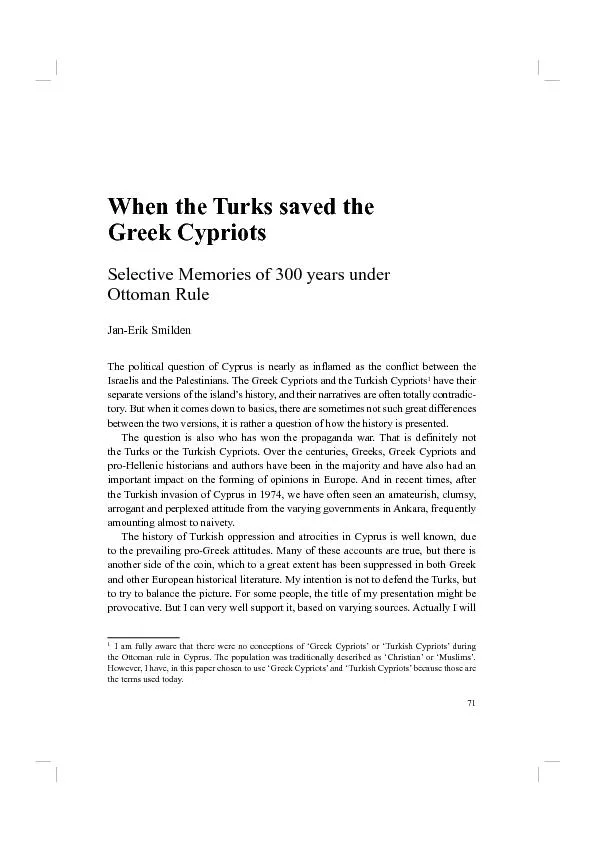 When the Turks saved the Greek CypriotsThe political question of Cypru