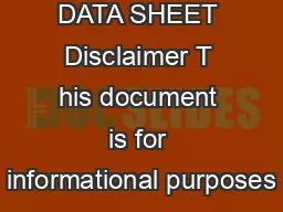 ORACLE DATA SHEET Disclaimer T his document is for informational purposes