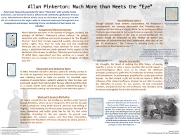 Allan Pinkerton: Much More than Meets the “Eye”