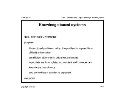 Spring  IA Computational Logic Knowledgebased systems Knowledgebased systems data information