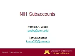 NIH Subaccounts