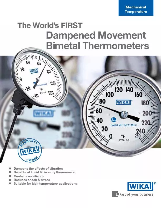 TemperatureThe World’s FIRST   Dampened Movement   Bimetal Thermo