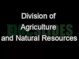 Division of Agriculture and Natural Resources