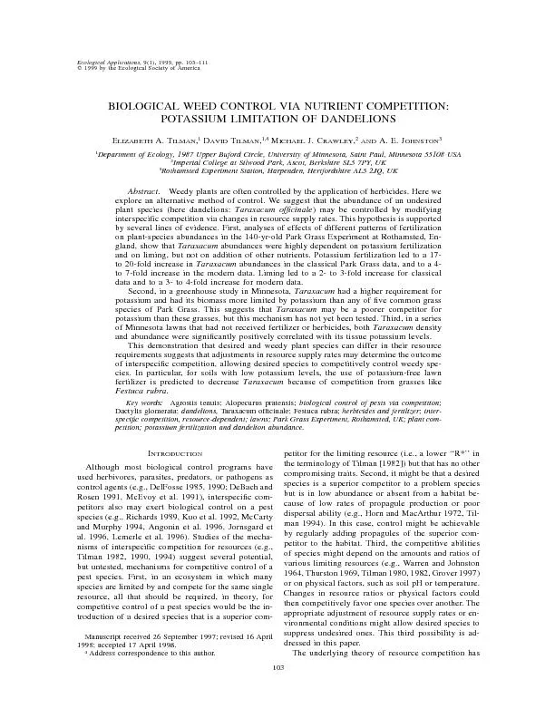 EcologicalApplications,9(1),1999,pp.103