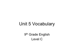 Unit 5 Vocabulary