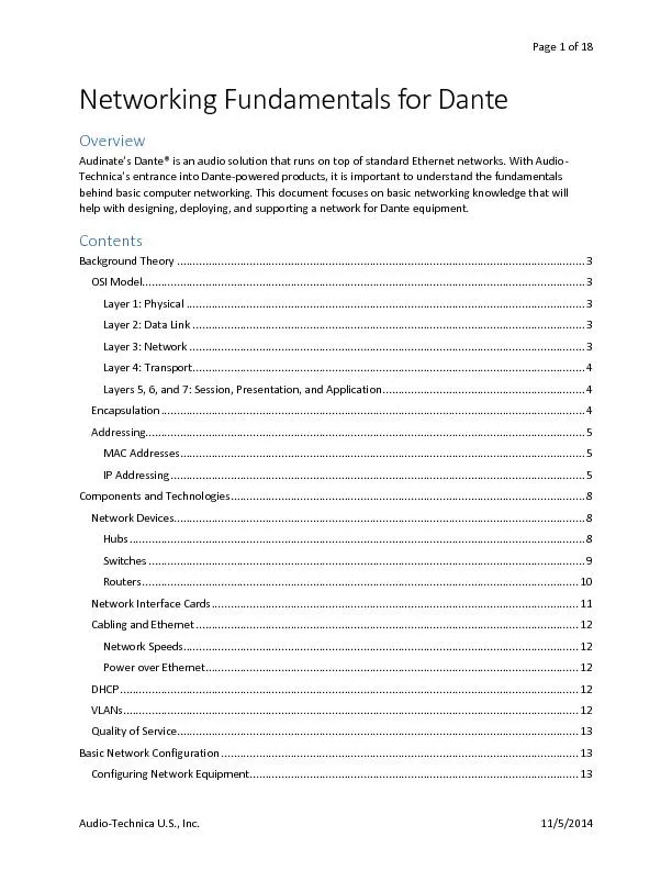 Networking Fundamentals for Dante