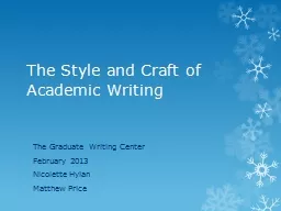 The Style and Craft of Academic Writing