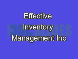 Effective Inventory Management Inc