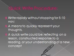 Quick Write Procedure: