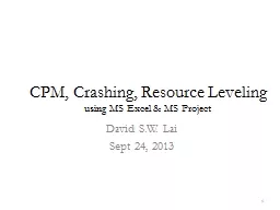 CPM, Crashing, Resource Leveling