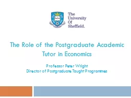 The Role of the Postgraduate Academic Tutor in Economics