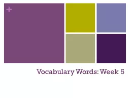 Vocabulary Words: Week 5