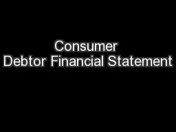 Consumer Debtor Financial Statement