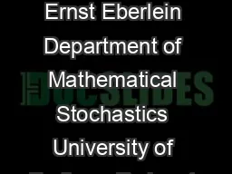 Jump processes Ernst Eberlein Department of Mathematical Stochastics University of Freiburg Ec kerstr