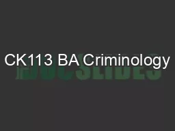 CK113 BA Criminology
