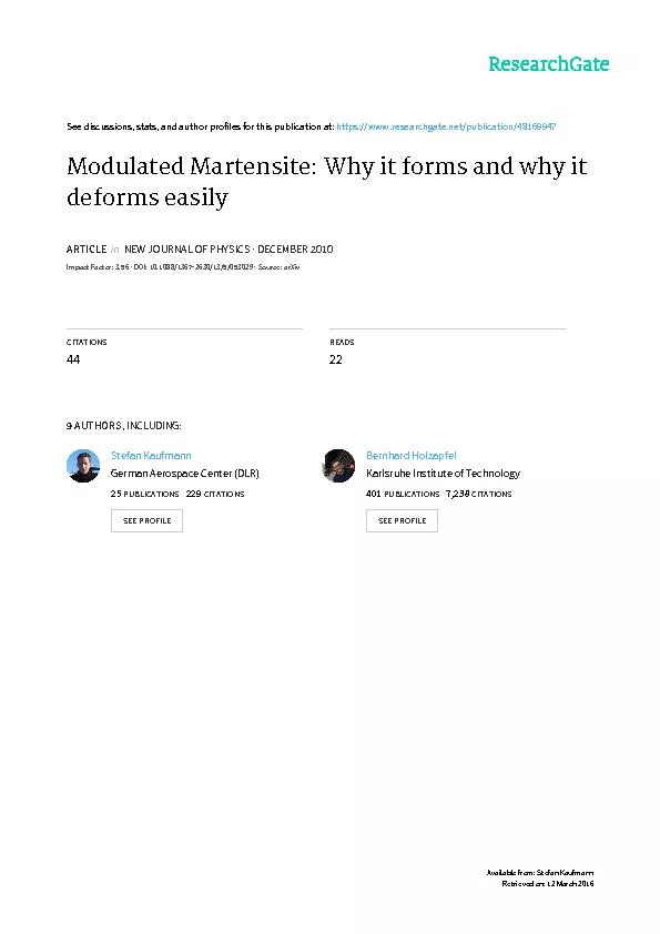 Modulated Martensite: Why it forms and why it deforms easily S. Kauf