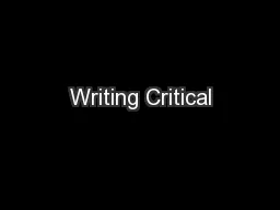 Writing Critical