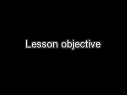 Lesson objective