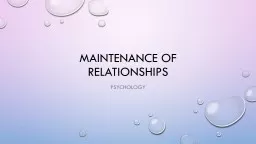 Maintenance of relationships